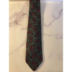 Robert Talbott Mens Silk Paisley Tie Sage Green Purple Burgundy Business Formal